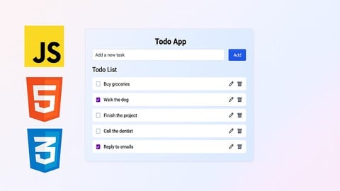 Todo App Project: Master JavaScript, HTML & CSS - Free Development Course by Unknown Author. Learn Development skills with this comprehensive Udemy course available at 100% discount.